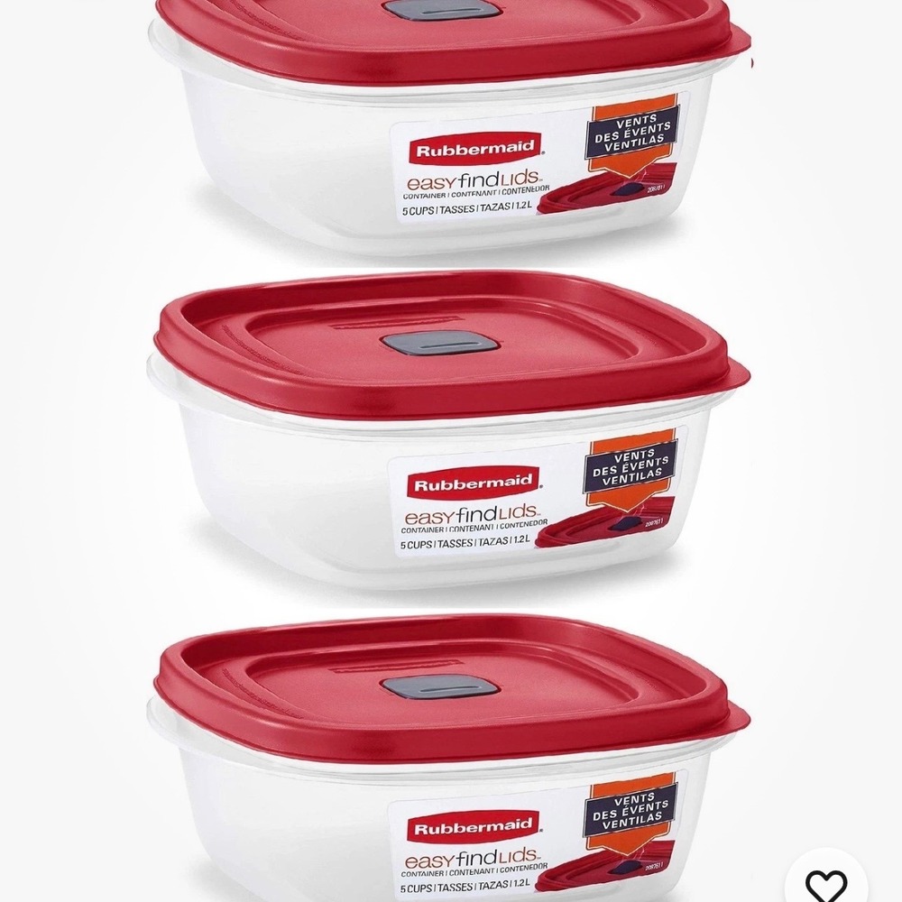 Rubbermaid Easy Find Lids 5 Cup Food Storage Containers Red‎ 3 Pack 2007611